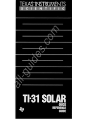 Texas Instruments TI-31 Solar Quick Reference Manual