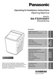 Panasonic ECONAVI NA-FS20V5SRY Operating & Installation Instructions Manual