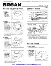 Broan QTR140L Quick Start Manual