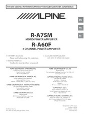 Alpine R-A75M Owner's Manual