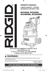 RIDGID RV2600M0 Owner's Manual