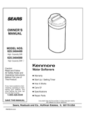 Kenmore 625.3484400 Owner's Manual