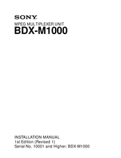 Sony BDX-M1000 Installation Manual