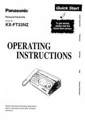 Panasonic KX-FT33NZ Operating Instructions Manual