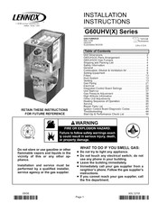 Lennox G60UHV Installation Instructions Manual