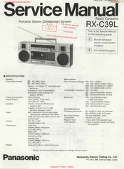 Panasonic RX-C39L Service Manual