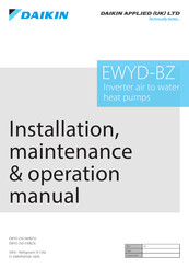 Daikin EWYD 250-580BZSS Installation, Maintenance & Operation Manual