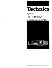 Technics RS-B11W Operating Instructions Manual