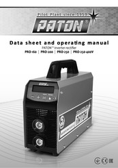 Paton PRO-160 Data Sheet And Operating Manual