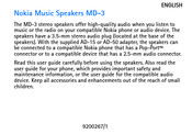 Nokia MD-3 - Music Speakers Portable Manual