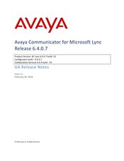 Avaya AC Lync 6.4.0.7 Release Notes