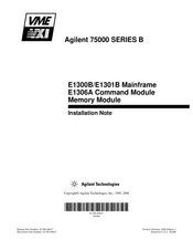 Agilent Technologies VME VXI 75000 B Series Installation Note