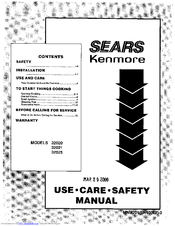 Kenmore 32O2O Use, Care, Safety Manual