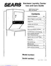 Kenmore KENMORE LAUNDRY CENTER 95701 Use And Care Manual