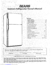 Kenmore Refrigerator Owner's Manual