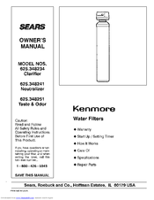 Kenmore 625.348234 Owner's Manual