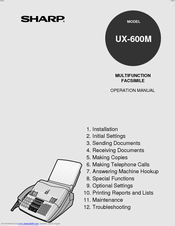 Sharp UX-600M Operation Manual