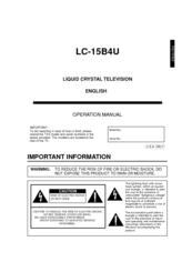 Sharp LC-15B4USM Operation Manual
