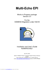 Siemens MULTI-ECHO EPI 4A21 Installation And User Manual