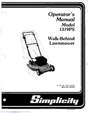 Simplicity 1319PS Mower Operator's Manual
