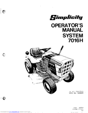 Simplicity 1690006 Operator's Manual