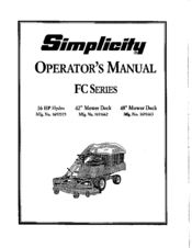 Simplicity FC Series Operator's Manual