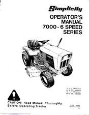 Simplicity 7016-6 Speed Operator's Manual