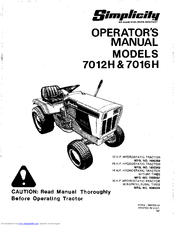 Simplicity 7016 H Operator's Manual