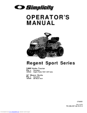 Simplicity Regent Sport Series Operator's Manual