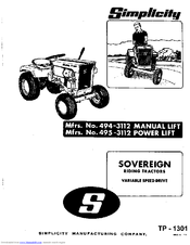 Simplicity Sovereign 495-3112 Owner's Manual