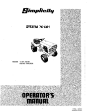 Simplicity System 7013H Operator's Manual