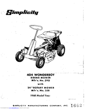 Simplicity Wonderboy 404 Operator's Manual