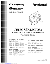 Simplicity TURBO COLLECTORS 1692714 Parts Manual