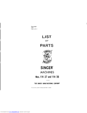 Singer 114-38 Parts List