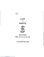 Singer 114-55 Parts List