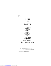 Singer 114-8 Parts List