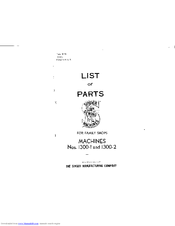 Singer 1300-2 Parts List