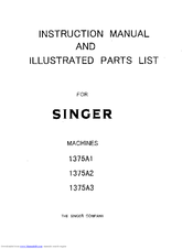 Singer 1375A2 Instruction Manual And Parts List