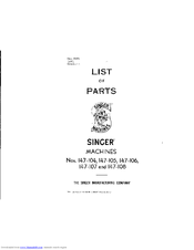 Singer 147-108 Parts List
