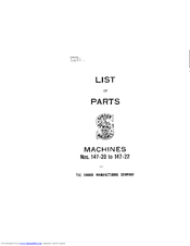 Singer 147-22 Parts List