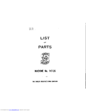 Singer 147-36 Parts List