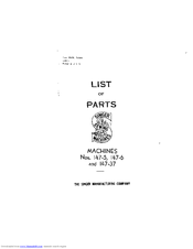 Singer 147-37 Parts List