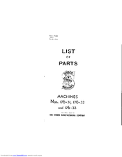Singer 176-31 Parts List