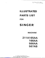 Singer 211A165AA Illustrated Parts List