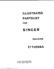 Singer 211U566A Illustrated Parts List