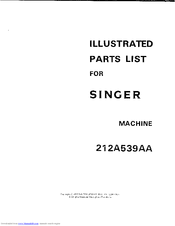 Singer 212A539AA Illustrated Parts List