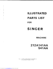 Singer 212A541AA Illustrated Parts List