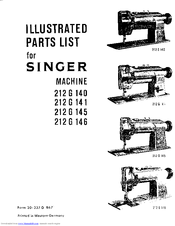 Singer 212G141 Illustrated Parts List