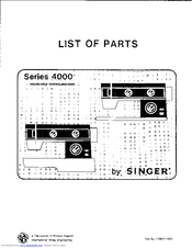 Singer 4000 Series Parts List