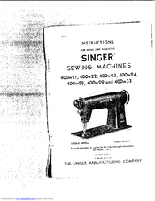 Singer 400W33 Instructions Manual